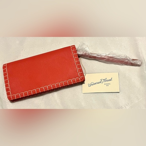 Universal Thread Orange-Red Snap Wallet with White Stitching New with Tags NWT - Picture 11 of 12